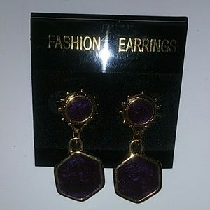 CUSTOM PURPLE AND GOLD EARRINGS